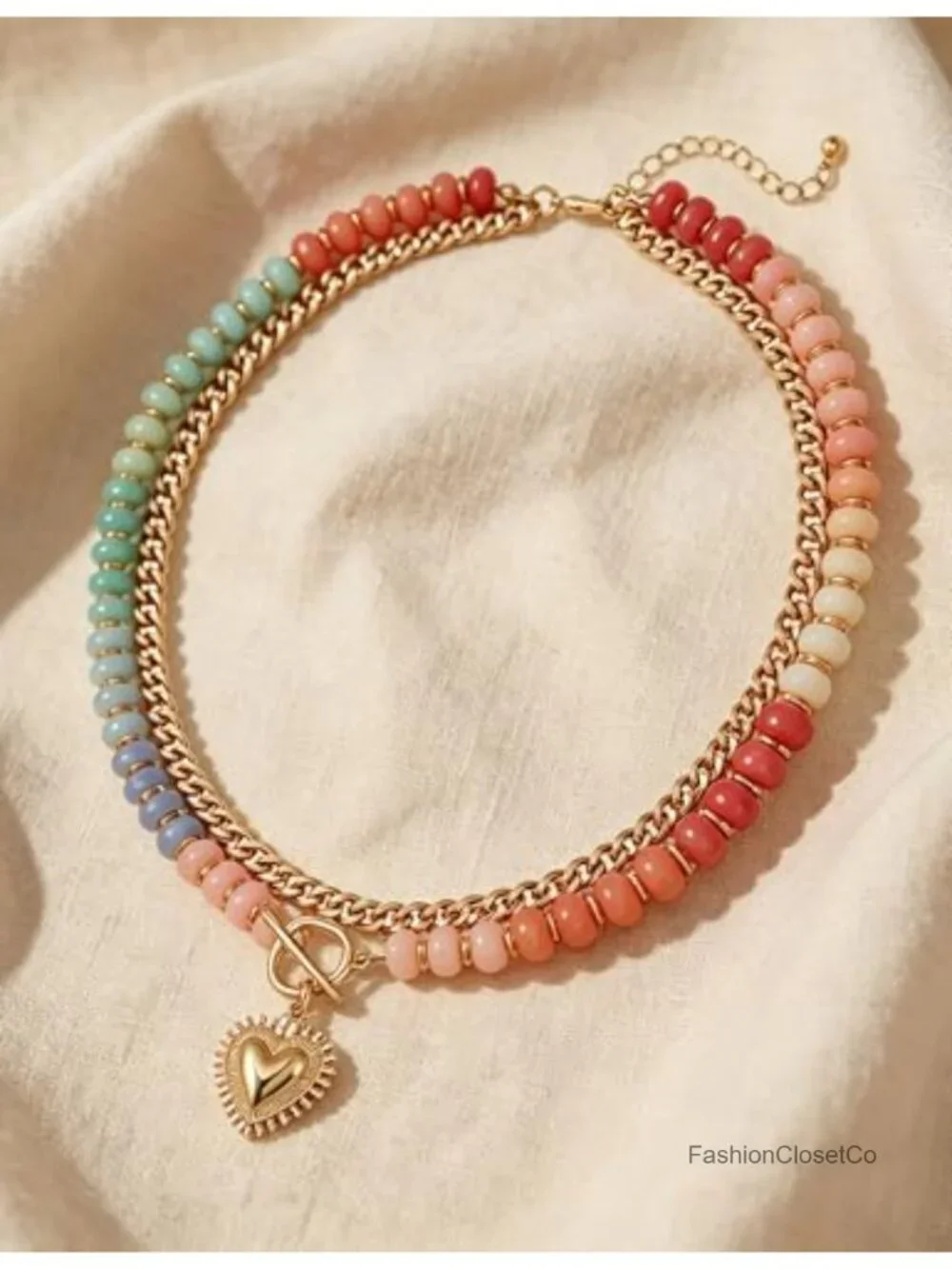 Layered Necklaces for Women Gold Chunky Chain Acrylic Beaded Choker Vintage